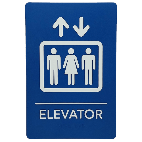 ADA Elevator Sign 6 x 9 – Tactile Grade 2 Braille, Black or Blue