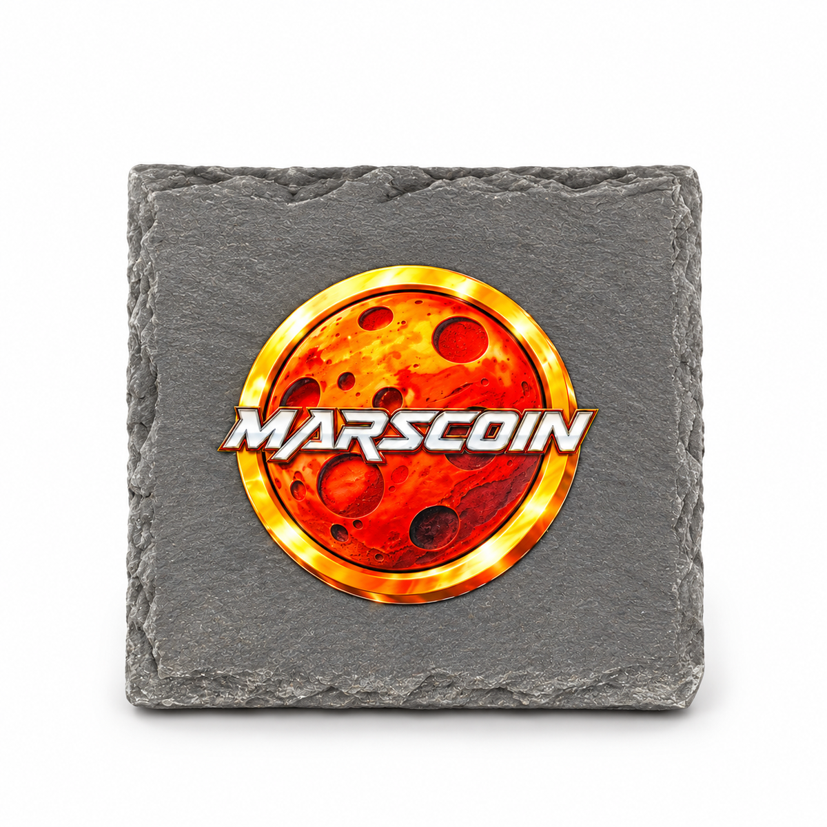 Mars Coin Natural Slate Coaster – UV Printed Crypto Drink Coaster