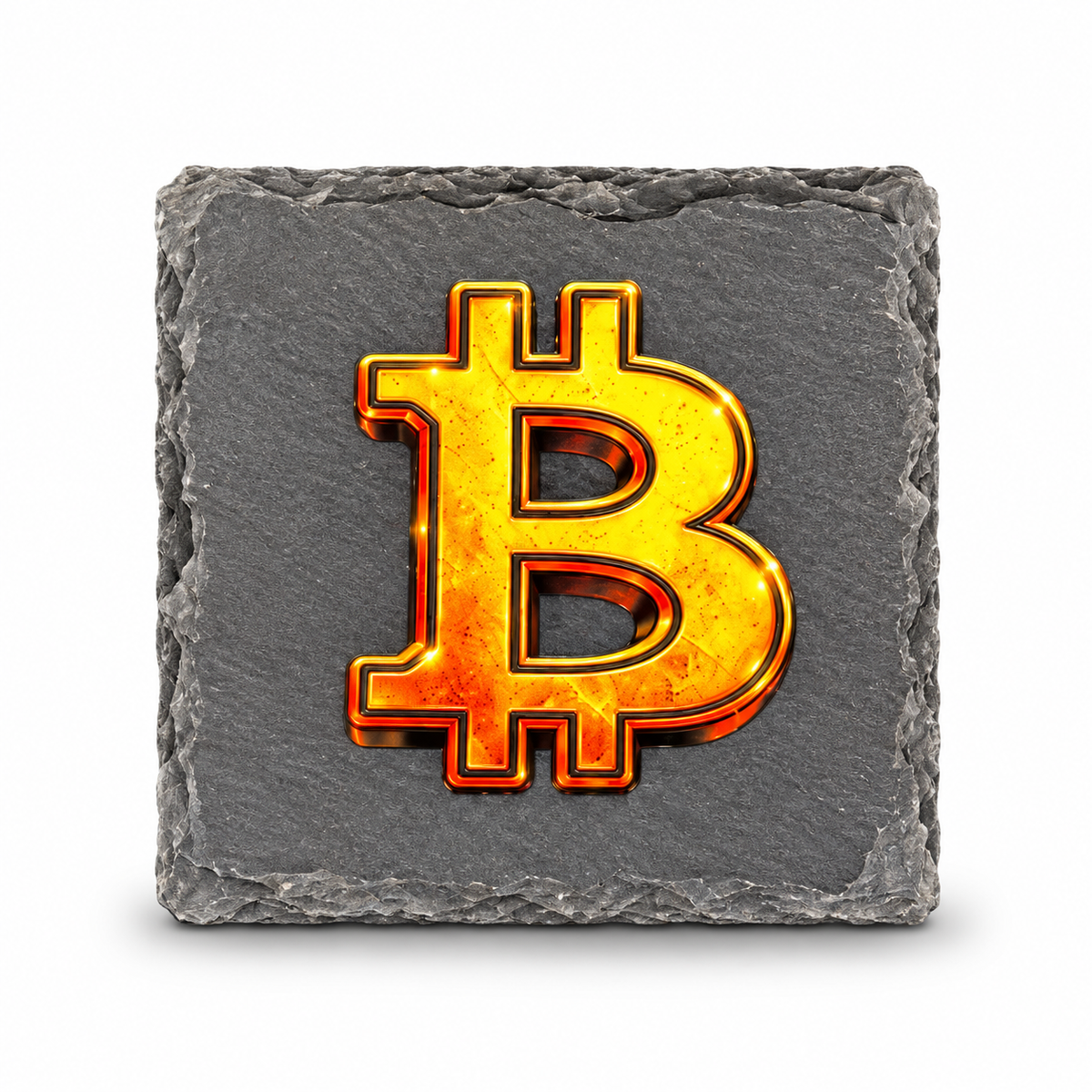 Bitcoin Natural Slate Coaster – UV Printed BTC Drink Coaster
