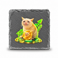Cash Cat Natural Slate Coaster – UV Printed Crypto Drink Coaster